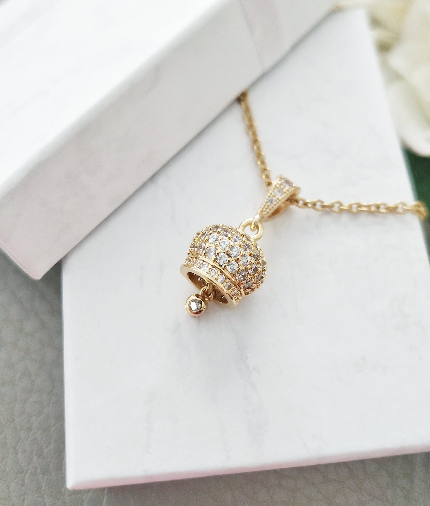 Lucky Bell Necklace, Bling Campanella di Capri Pendant, Italian