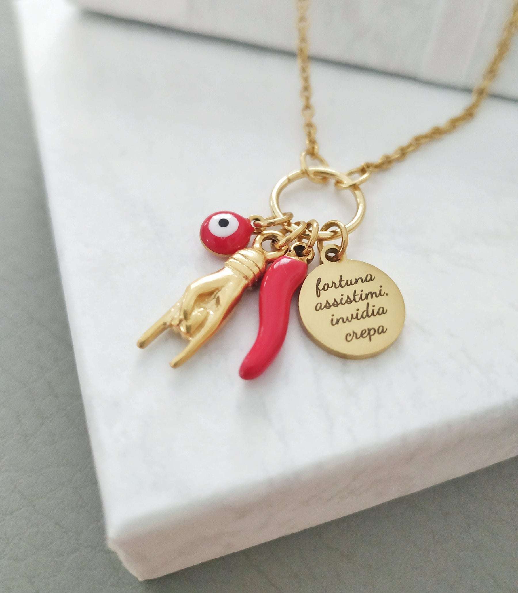 アクセサリー Fortuna Fortuna Assistimi Invidia Crepa, Italian Necklace for Protection