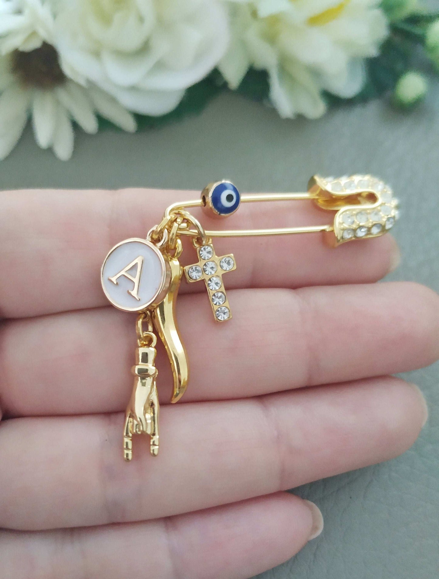 Custom Italian Horn Cornicello Lucky Charms Safety Pin