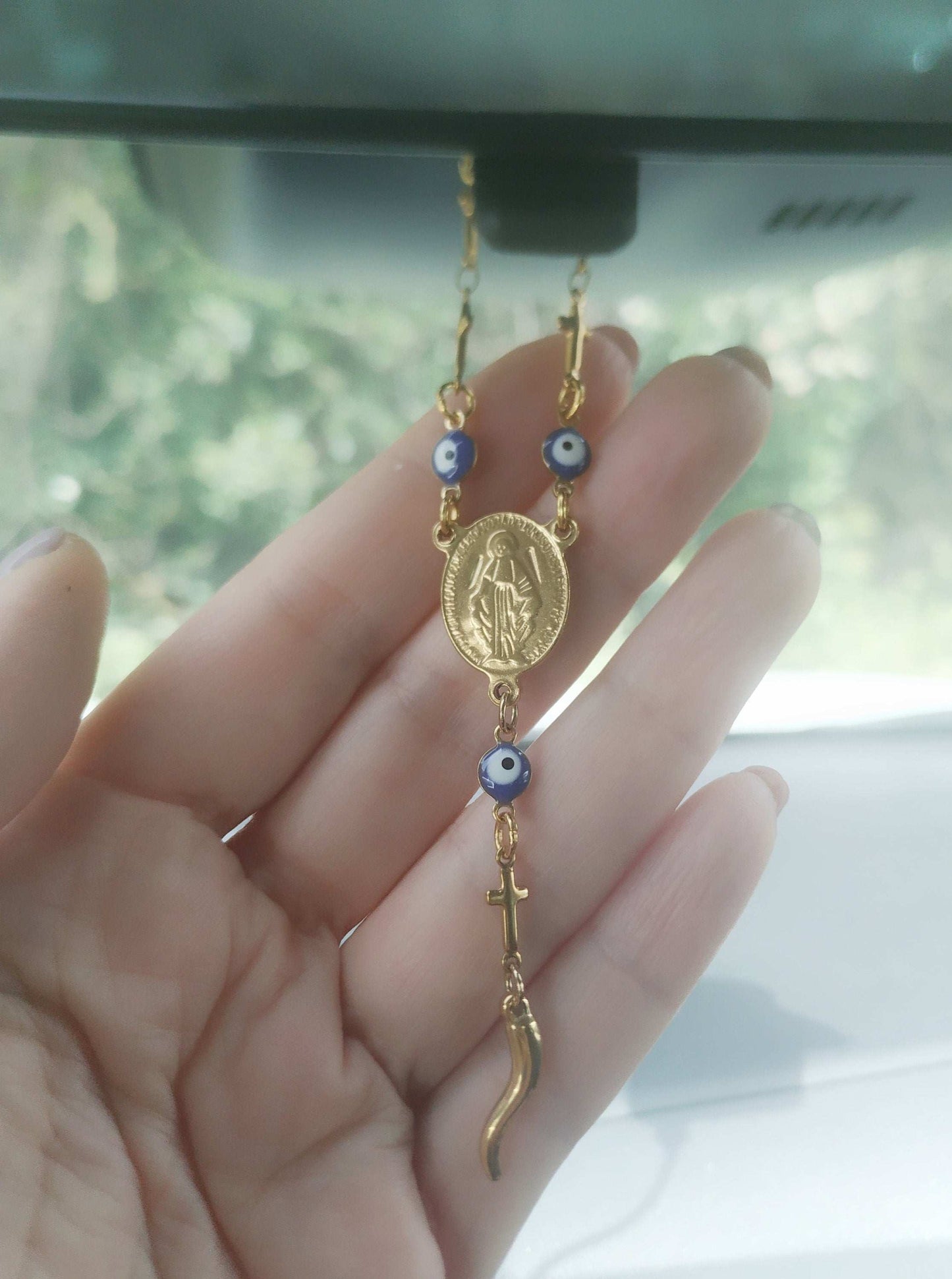 Italian Horn Car Rosary, Malocchio Cornicello Lucky Charms for Travelers