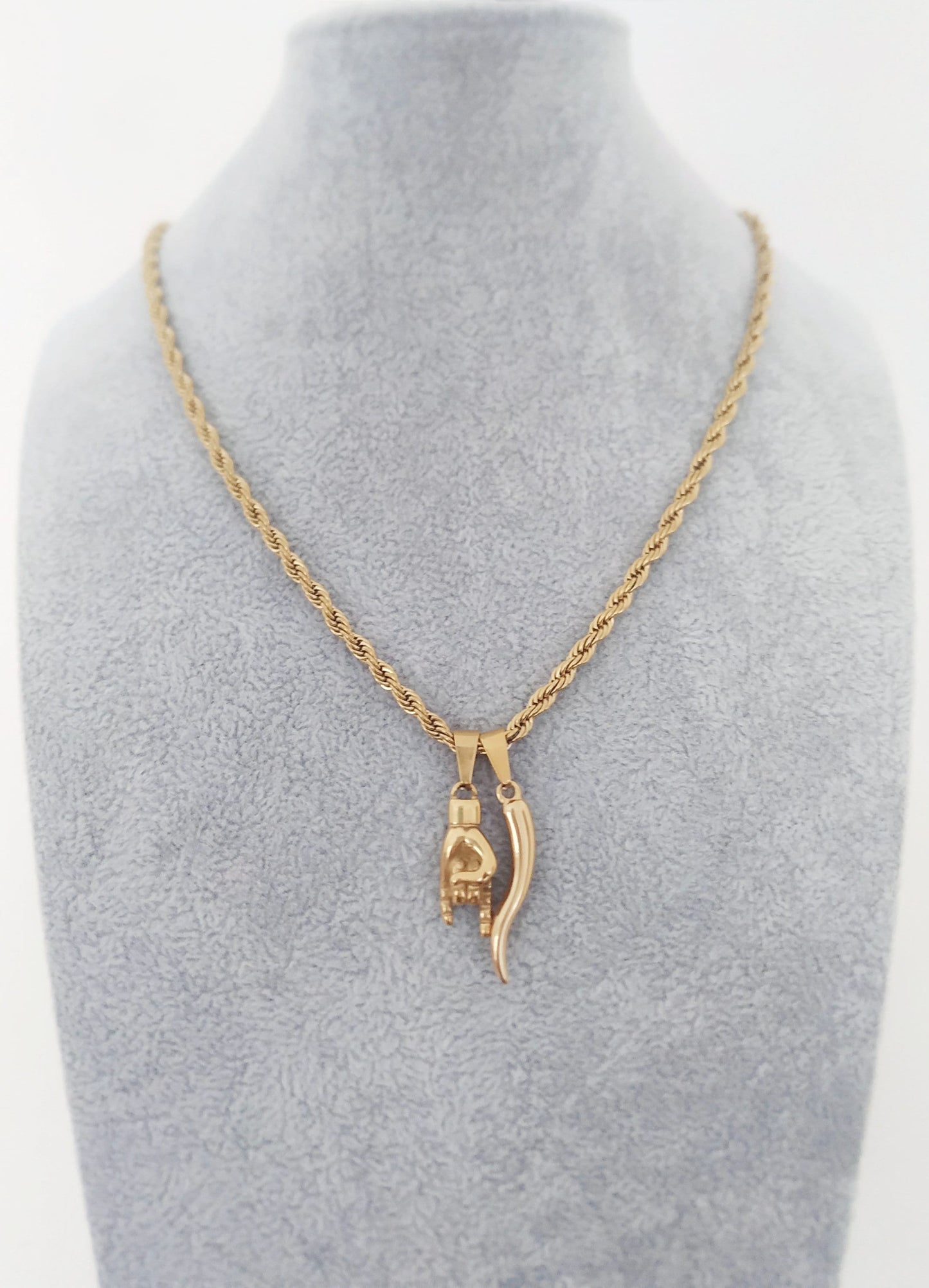 Italian Horn Necklace For Men, Rope Chain, Lucky Jewelry