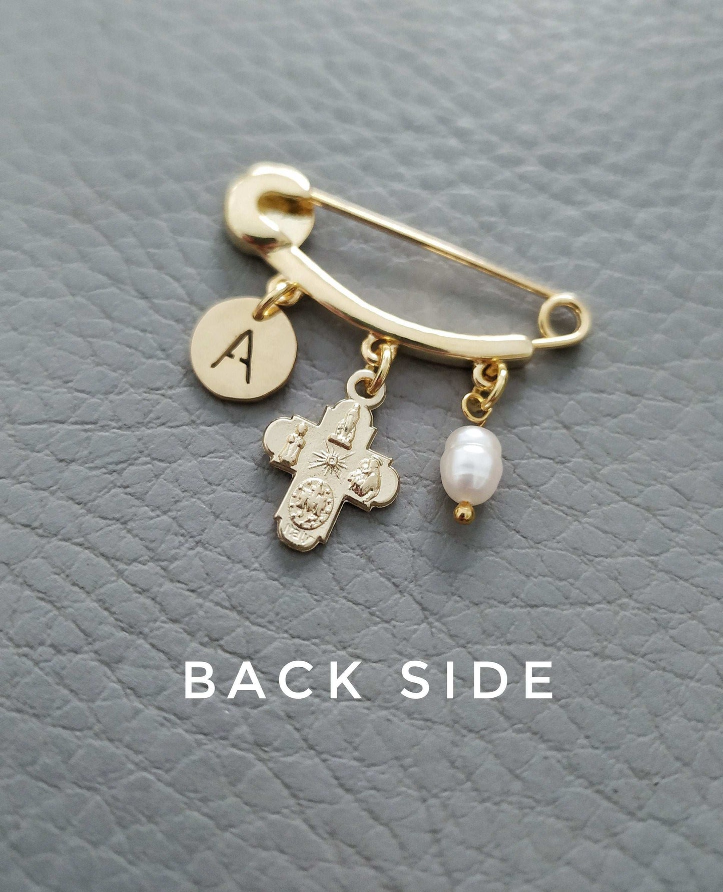 Personalized 4 Way Medal Pins, Evil Eye Baby Brooch, Baptism Jewelry Gifts