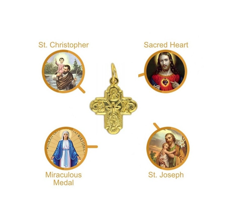 Personalized 4 Way Medal Pins, Evil Eye Baby Brooch, Baptism Jewelry Gifts