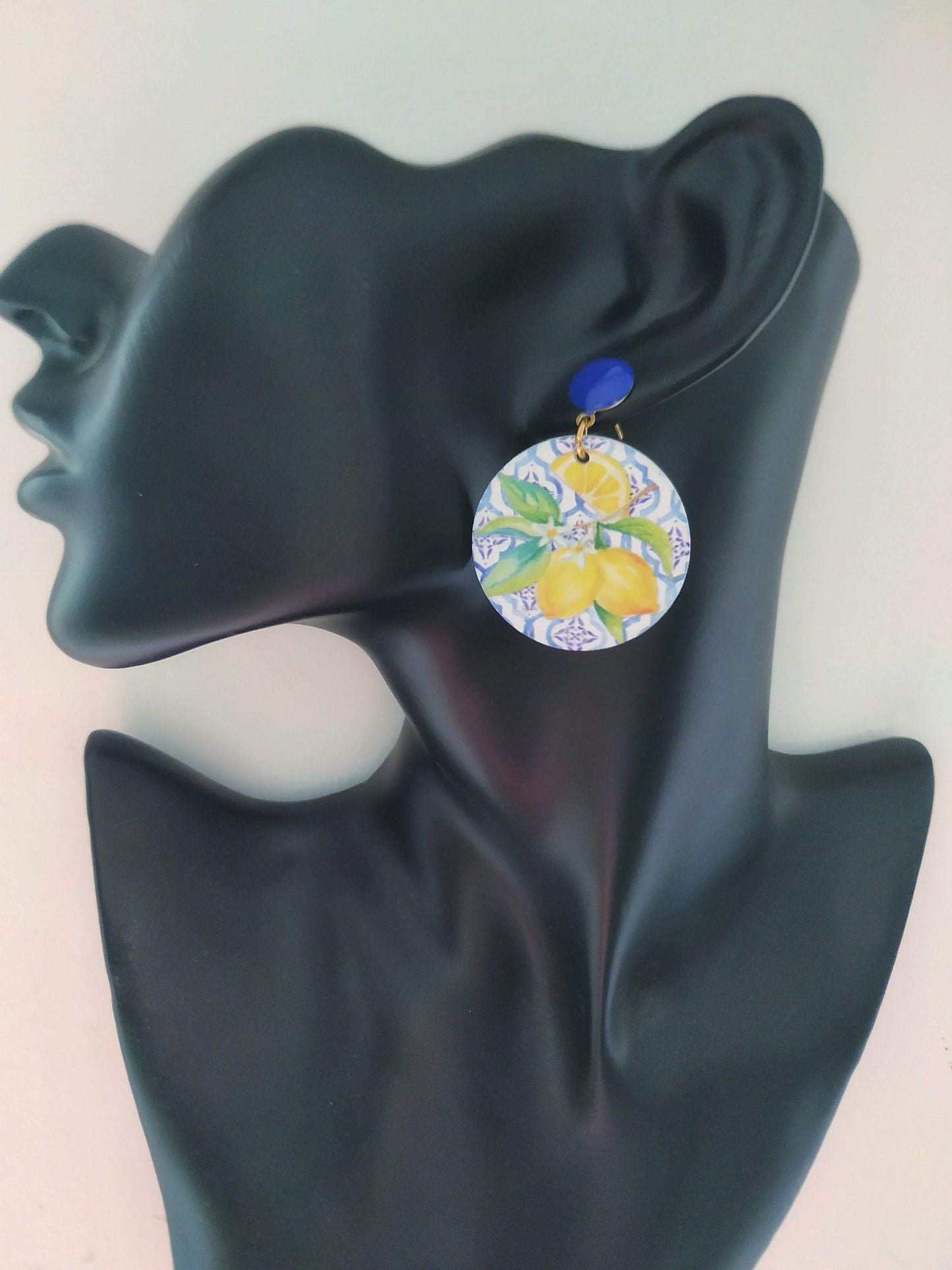 Sicilian Majolica Lemons Earrings, Italian Jewelry Gifts