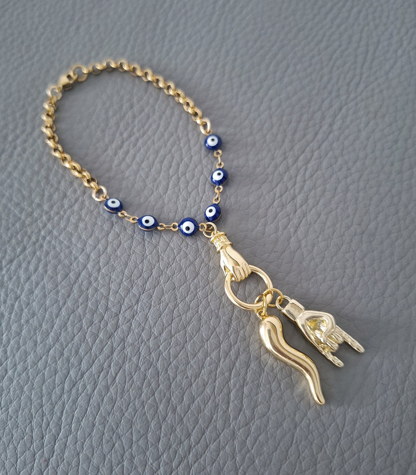 Italian Horn Car Charm, Devil Horns Hand Rear Mirror Hanging