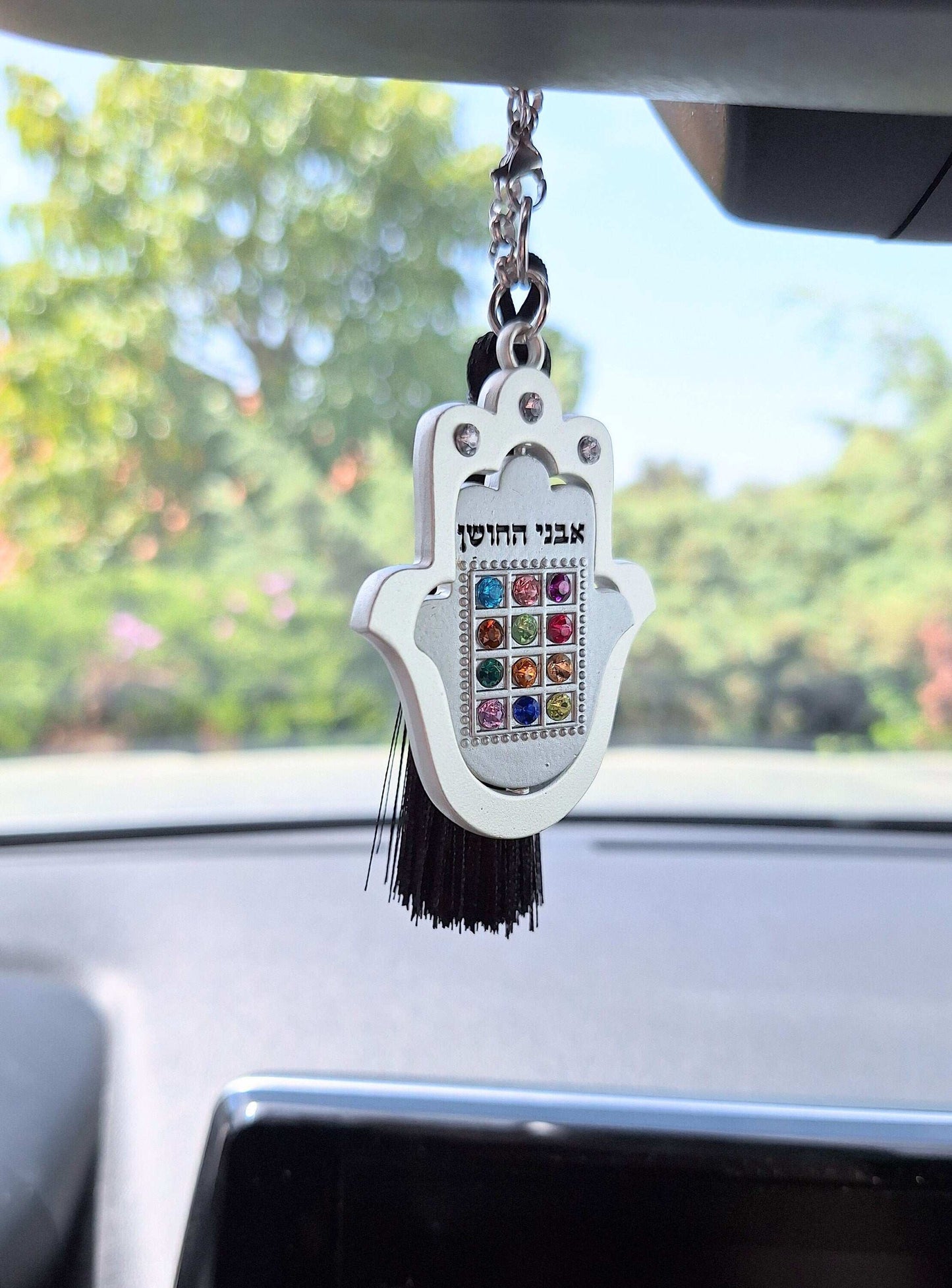 12 Tribes of Israel Car Hanging Charm, Hoshen Stones Rear Mirror Hanging