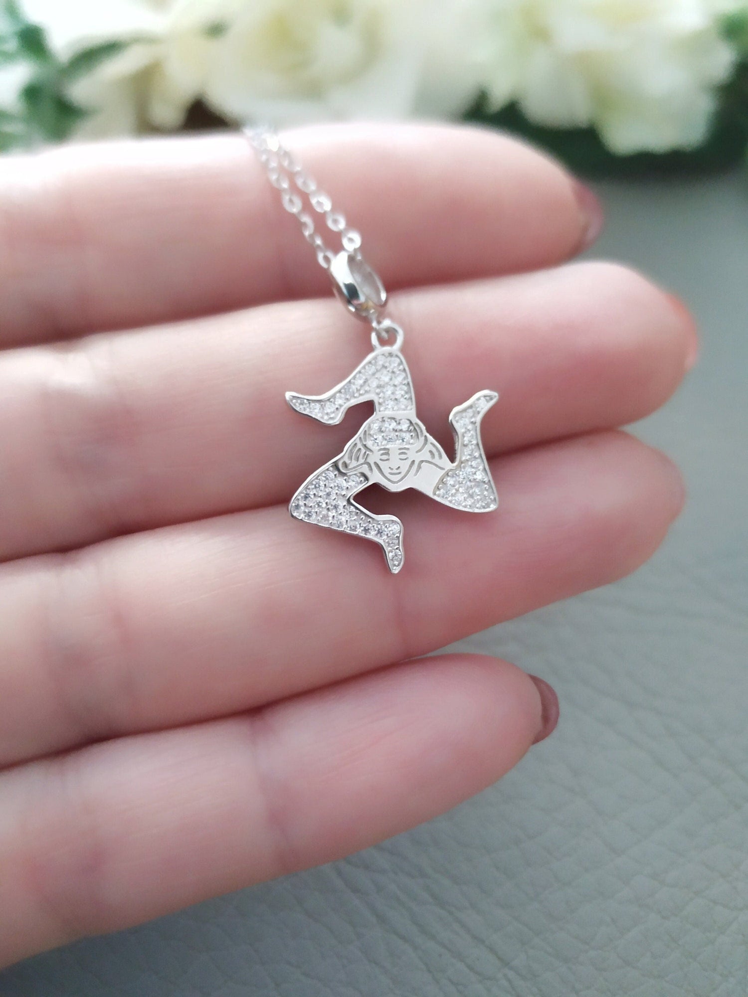 sterling silver Sicilian Trinacria necklace