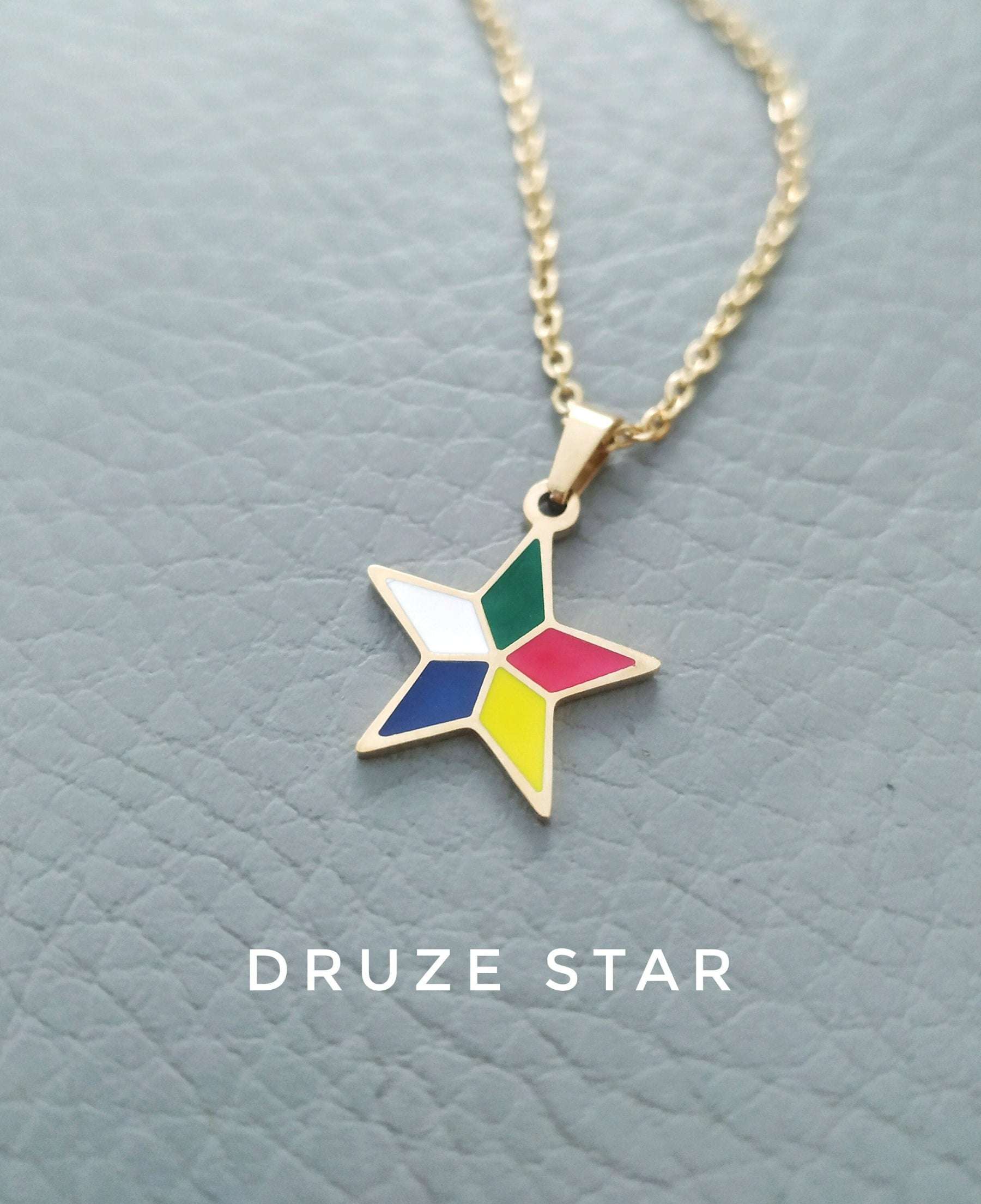 Druze necklace with 5 pointed star pendant