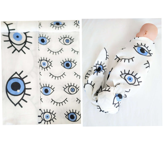 Evil Eye Swaddle for Newborn in pink or blue