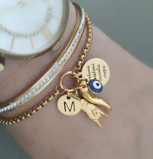 Fortuna Assistimi Invidia Crepa Italian Horn Personalized Bracelet