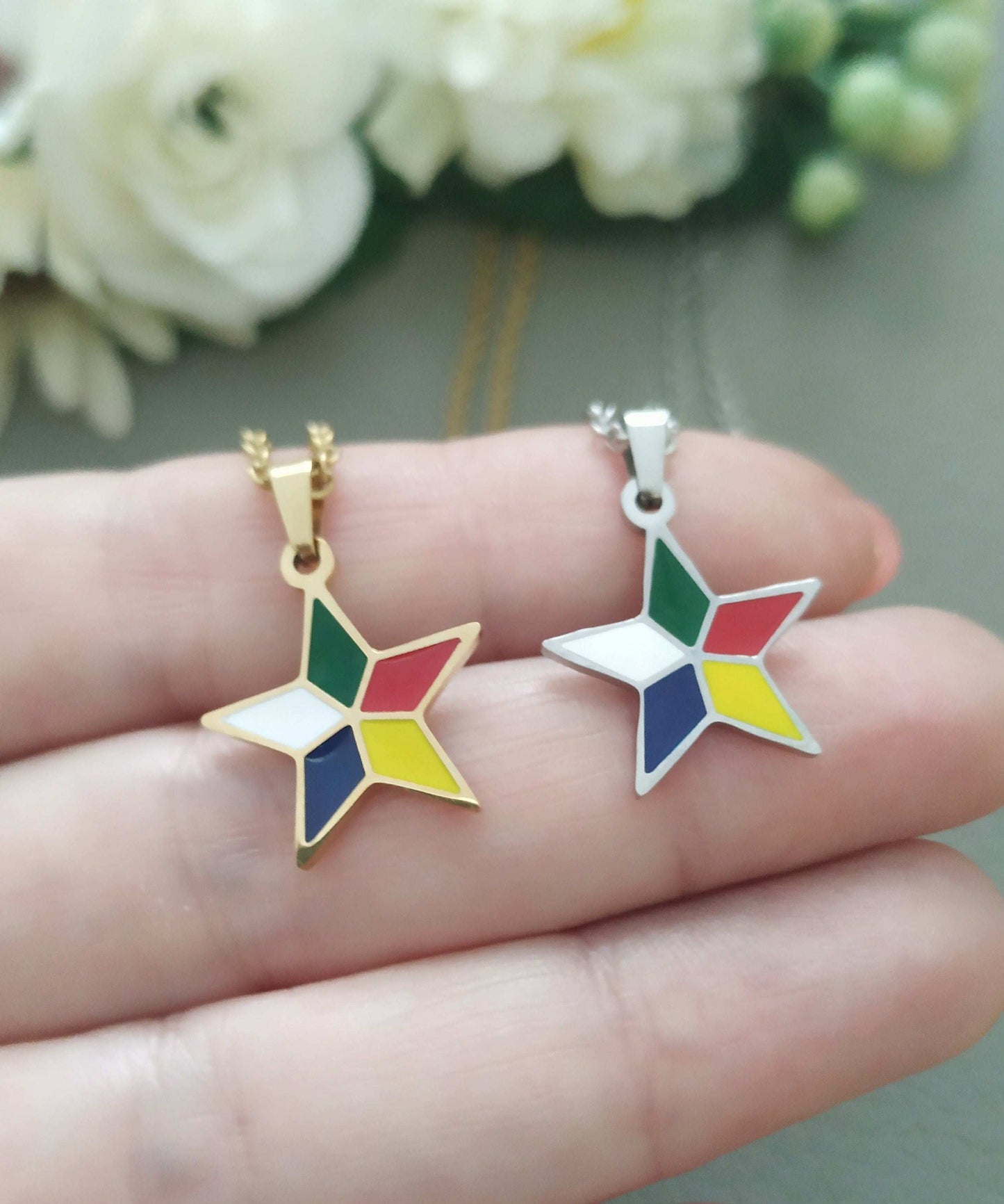 5 pointed star druze star neklace 