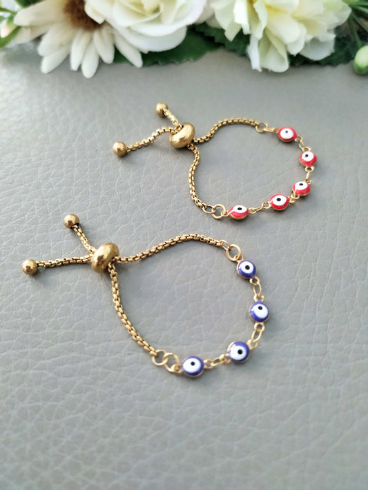 gold adjustable evil eye baby bracelets