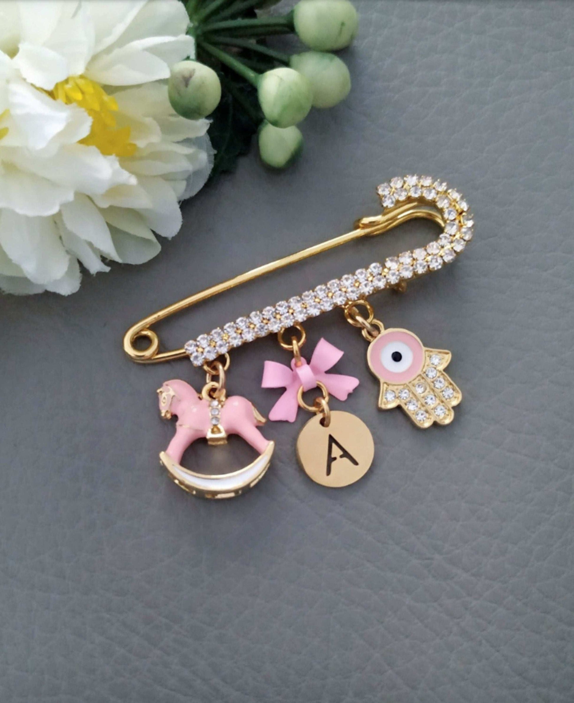 Child Protection Evil Eye Hamsa Personalized Baby Pin
