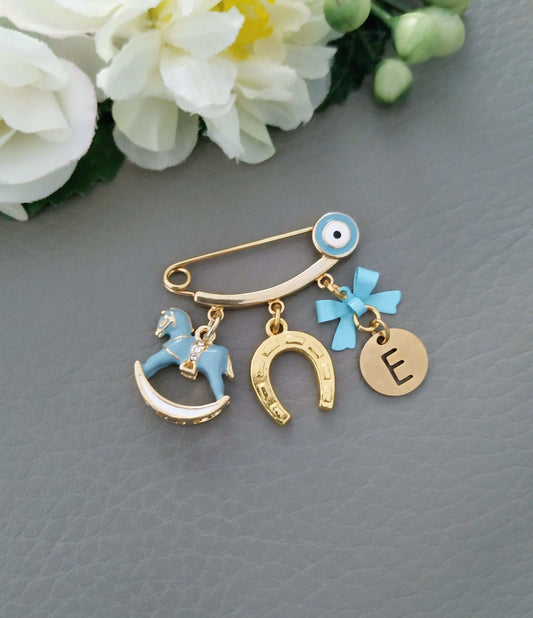 Lucky Charms Baby Safety Pin for Stroller, Personalized New Baby Protection Gift