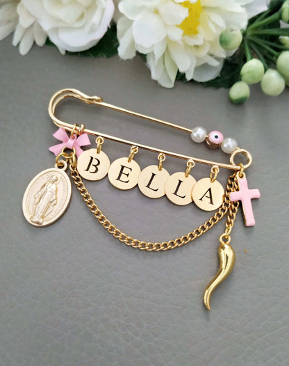 Baby Name Italian Horn Safety Pin