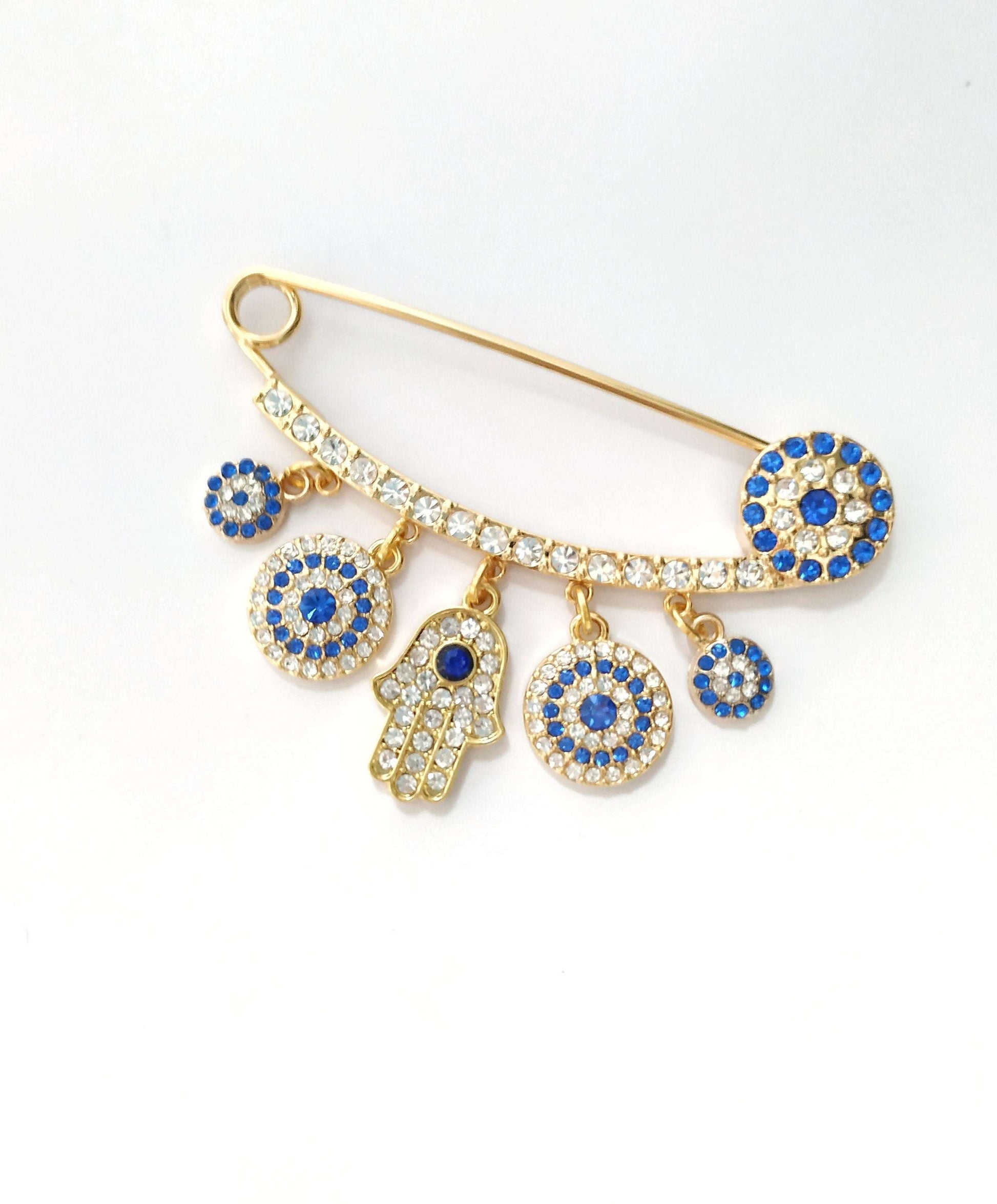 Big Bold Evil Eye Lucky Charm Zirconia Pin