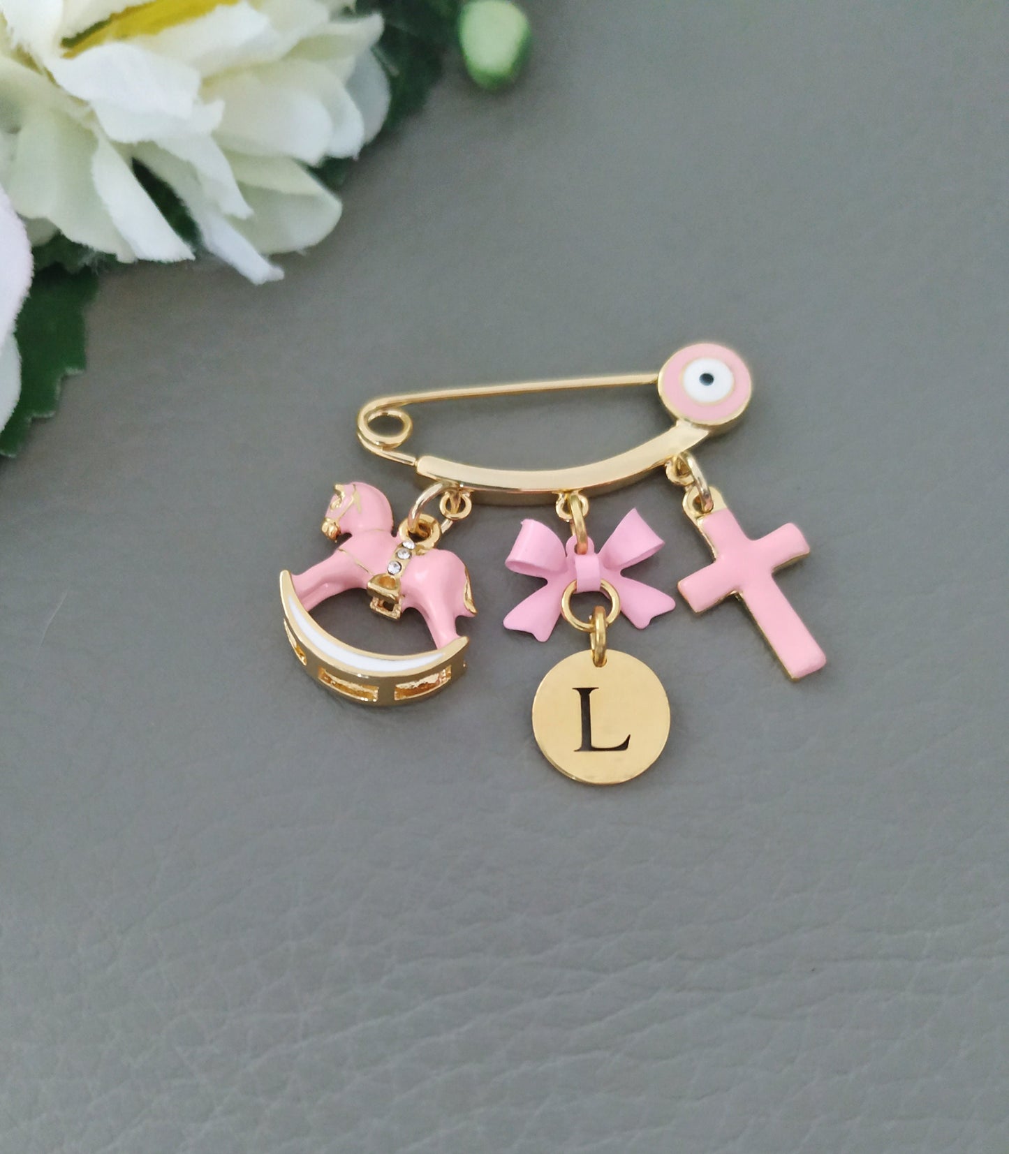 Personalized Baby Pin, Gold Safety Pin, Baby Boy Gift, Cross Baby Pin, Baby Girl Gift, Custom Stroller Pin, Newborn Gifts