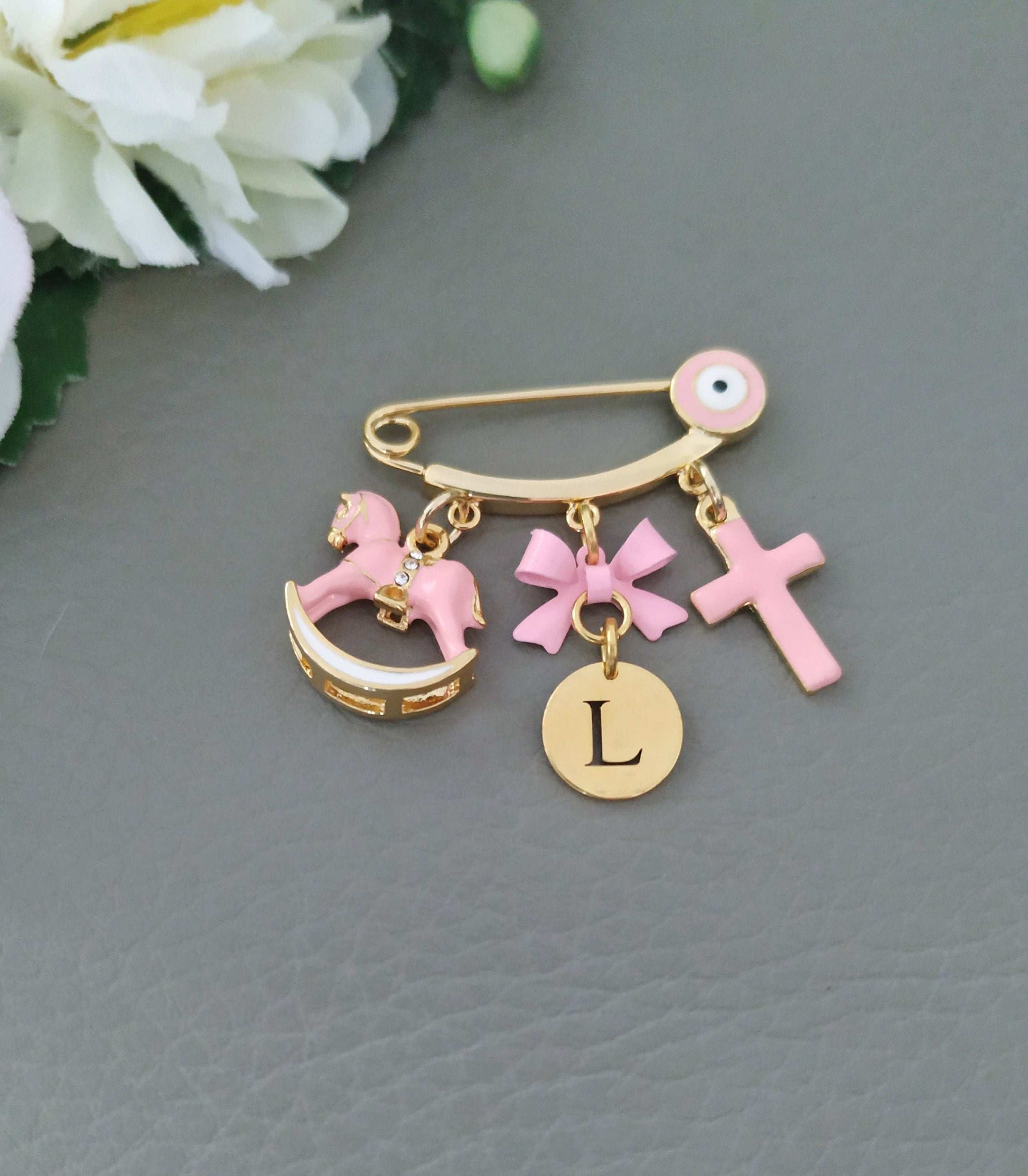 Personalized Baby Pin Brooch, Evil Eye Protection Jewelry, New Born Gifts