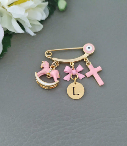 Personalized Baby Pin Brooch, Evil Eye Protection Jewelry, New Born Gifts