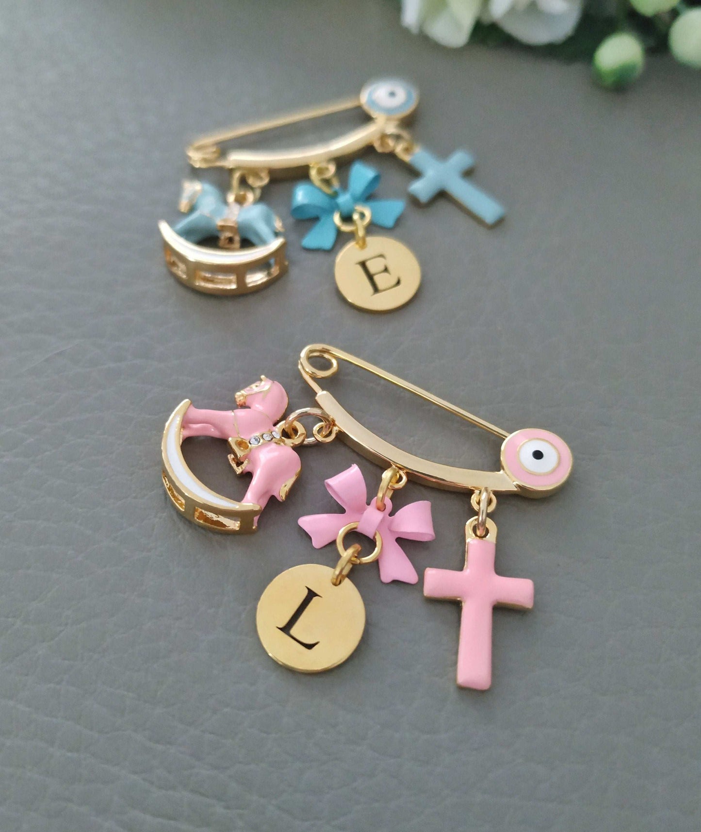 Personalized Baby Pin Brooch, Evil Eye Protection Jewelry, New Born Gifts