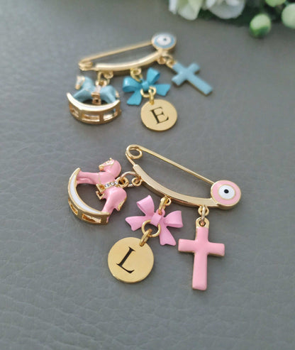 Personalized Baby Pin Brooch, Evil Eye Protection Jewelry, New Born Gifts
