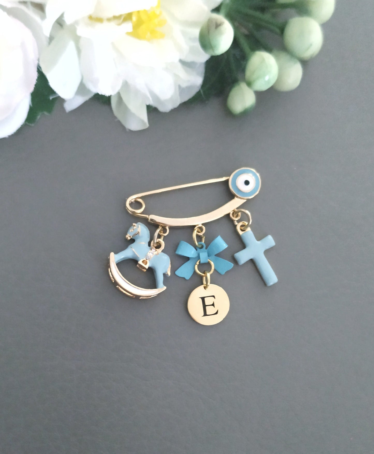 Personalized Baby Pin, Gold Safety Pin, Baby Boy Gift, Cross Baby Pin, Baby Girl Gift, Custom Stroller Pin, Newborn Gifts