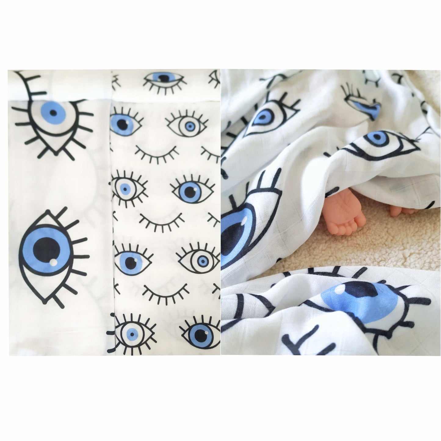 Pink Lucky Eyes Baby Swaddle Blankets