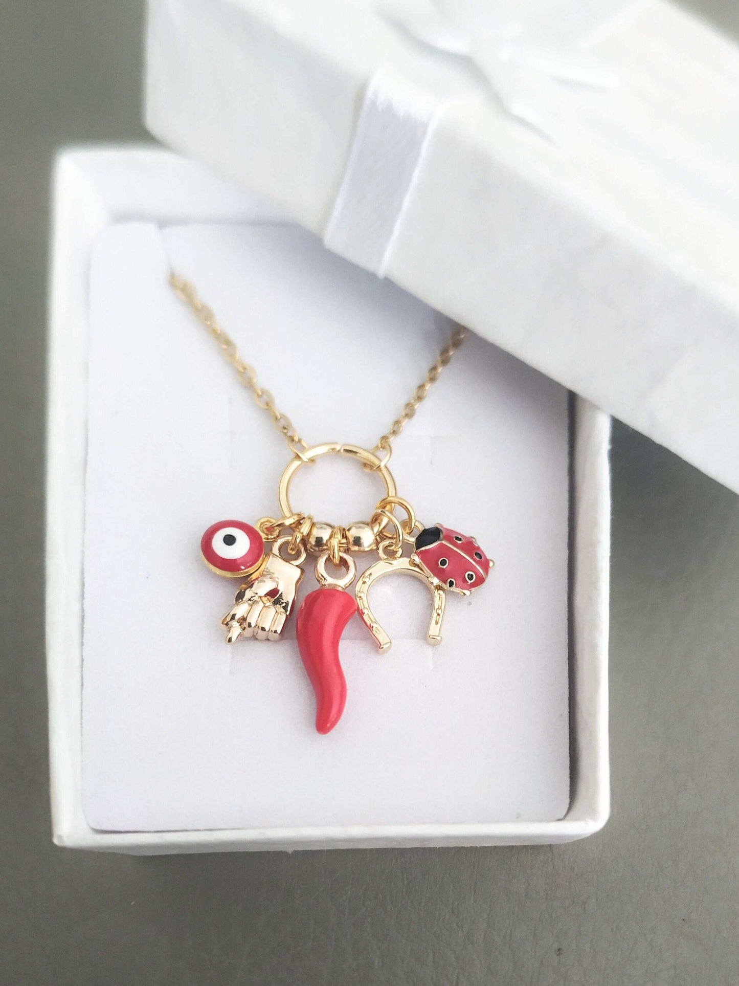 FIGA Lucky Chili Charms Necklace, Good Luck Italian Jewelry for Girls