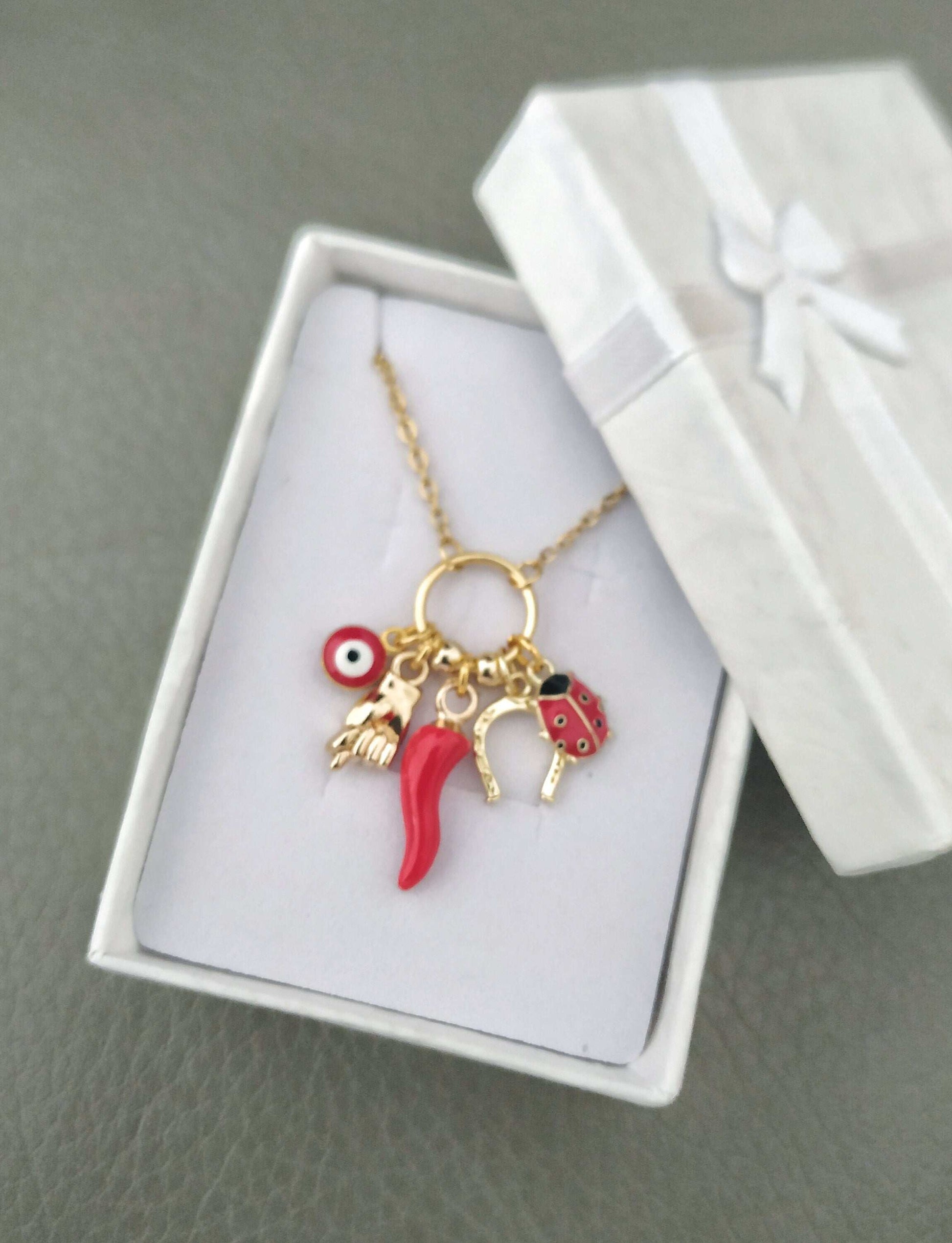 FIGA Lucky Chili Charms Necklace, Good Luck Italian Jewelry for Girls