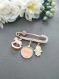 Customized Swarowsky crystal Baby Pin, Engraved Name Brooch