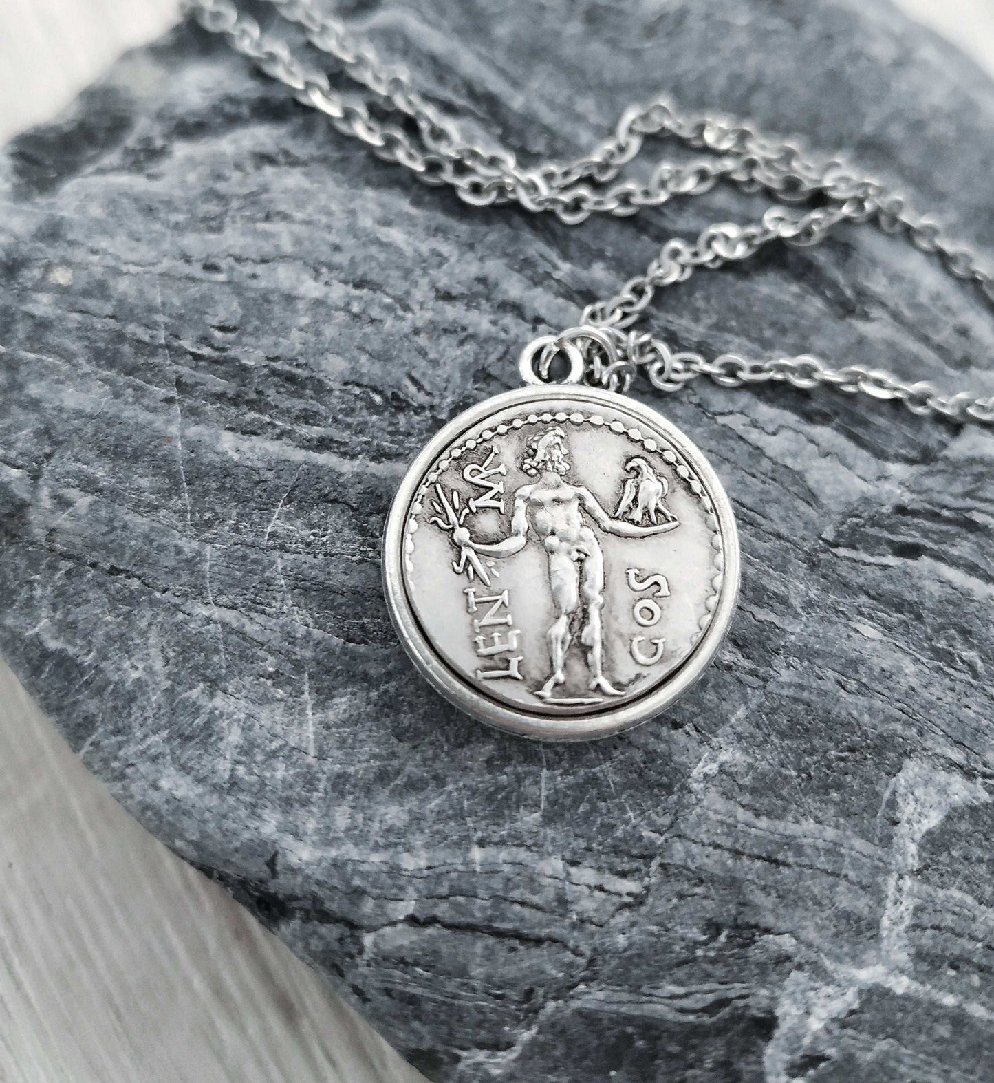 Sicilian Trinacria Necklace, Triskelion Coin Pendant, Silver Ancient Three Legged Symbol Jewelry, Sicily Gift