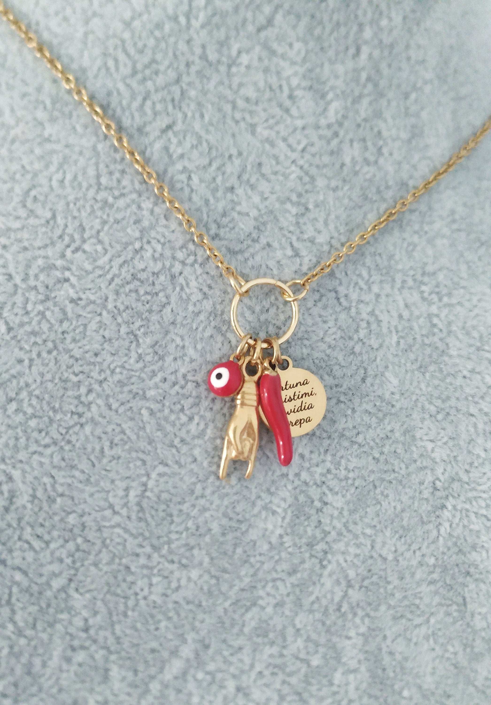 Fortuna Assistimi Invidia Crepa, Italian Necklace for Protection