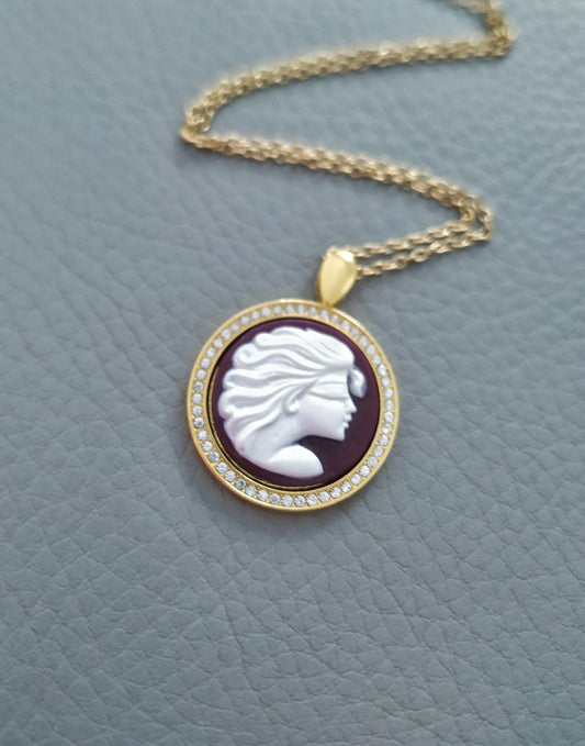 Fortuna Goddess Cameo Pendant Necklace