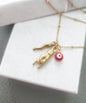 Dainty Italian Horn and Evil Eye Necklace