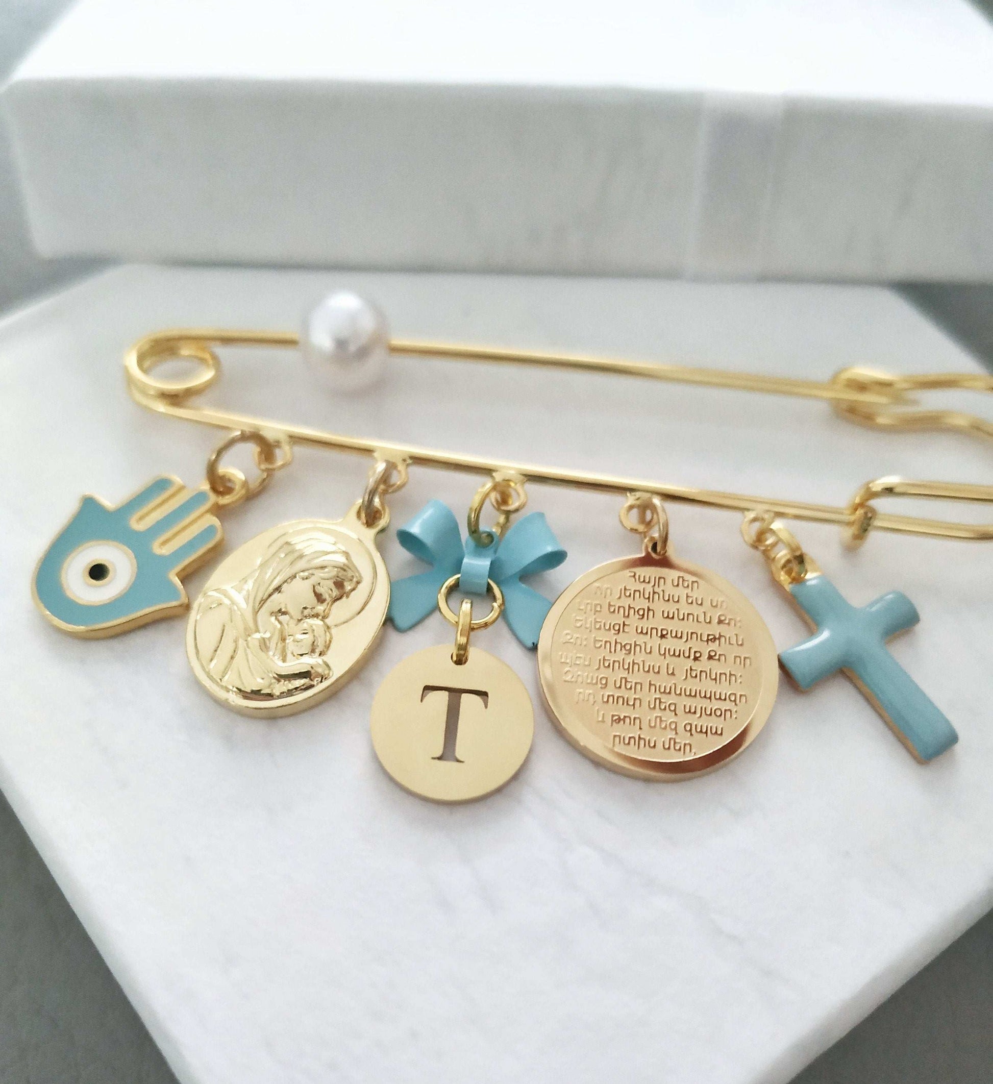 Personalized Armenian Pin, Kids Heyr Mer Blessing Jewelry Gift