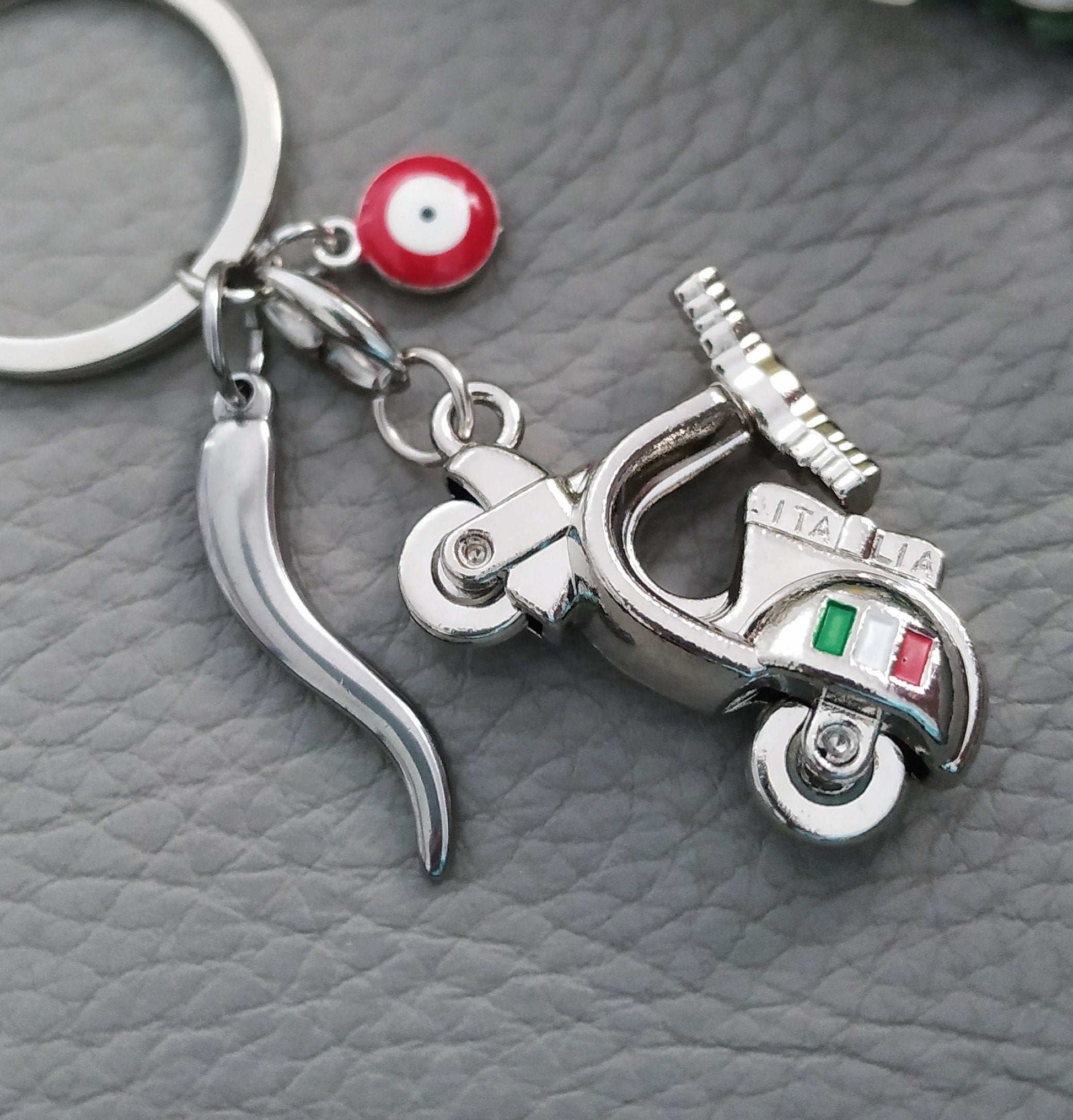 Italian Lucky Charms Keychain, Cornicello for Good Luck, Rome Souvenir