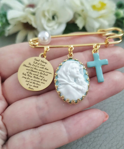 Hail Mary Baptism Pin Brooch