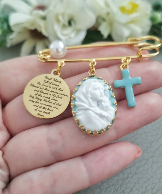 Hail Mary Baptism Pin Brooch