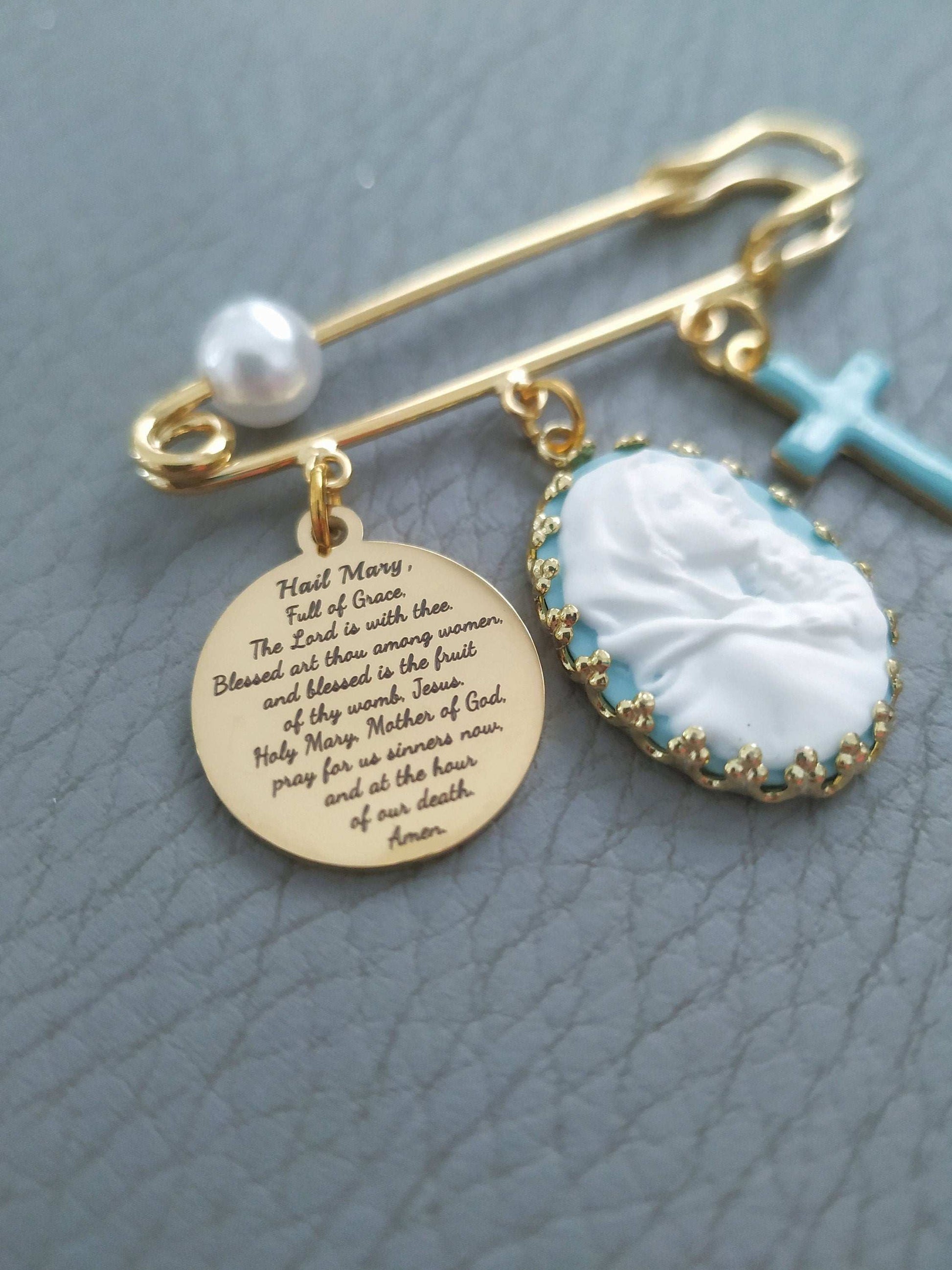 Hail Mary Baptism Pin Brooch