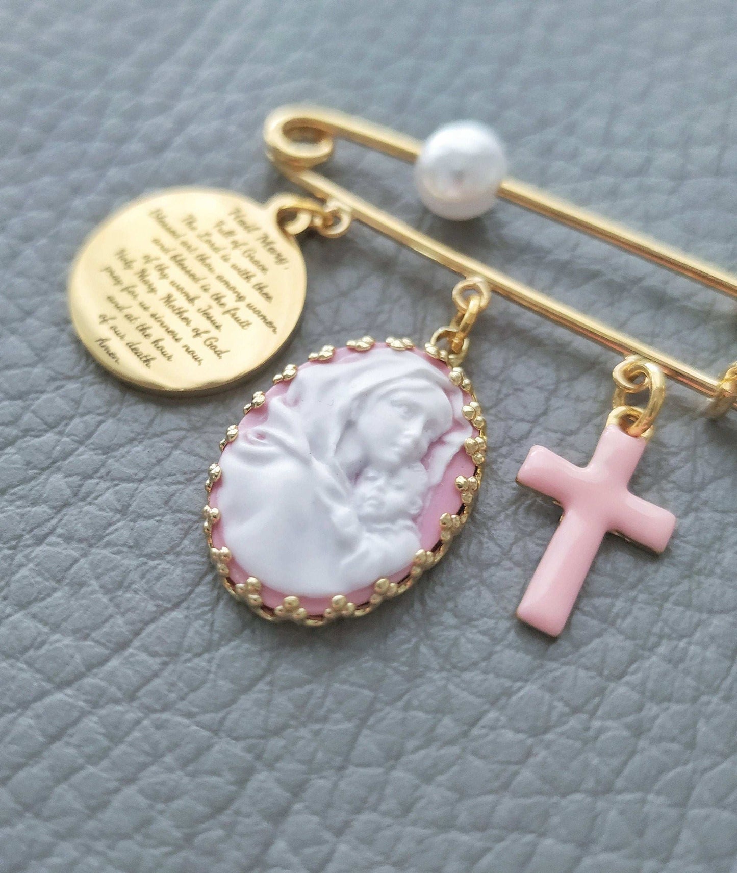 Hail Mary Baptism Pin Brooch