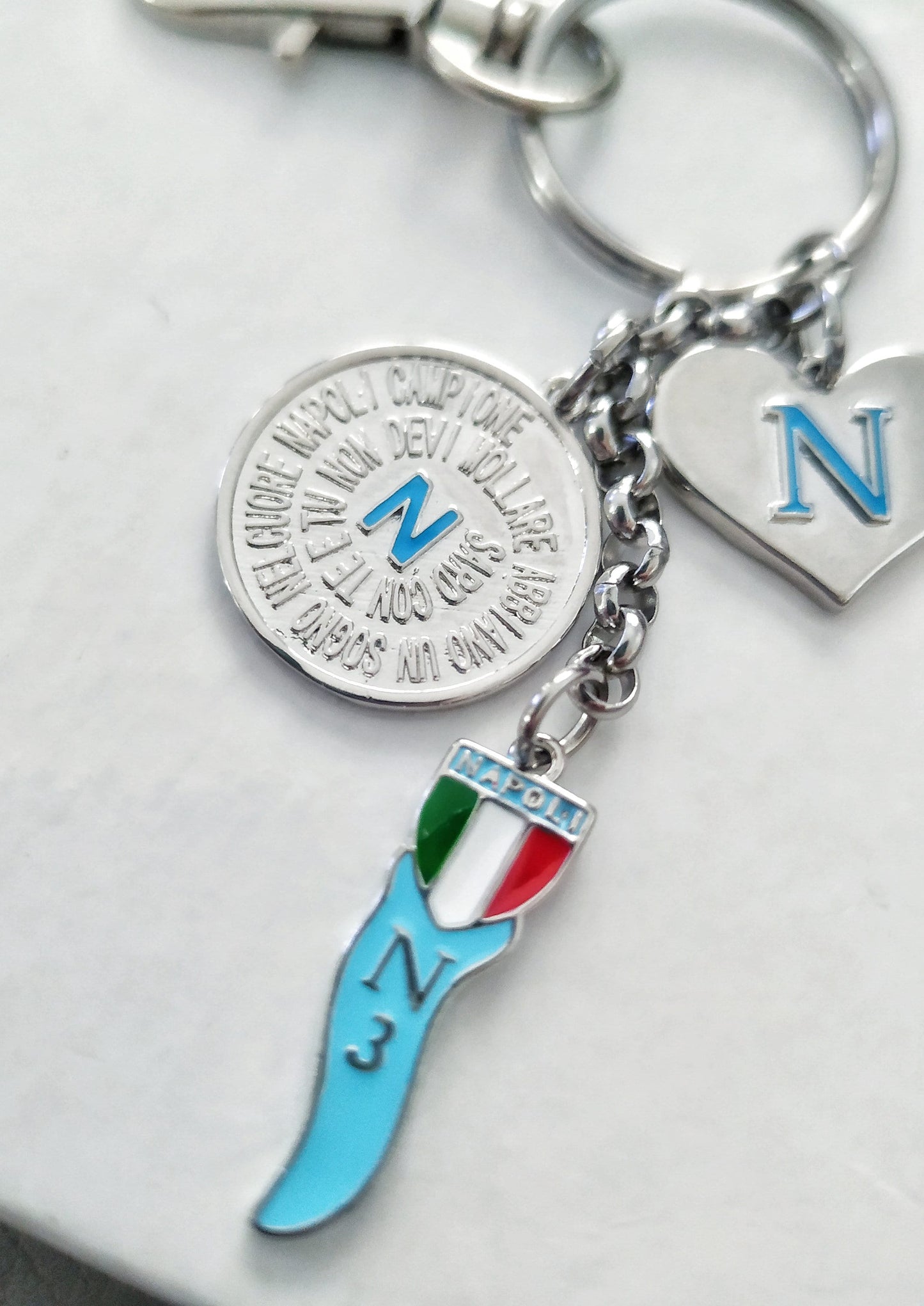 Naples Keychain, SSC Napoli Lucky Charm, Superstitious Croissant Horn, Italy Souvenir Gift