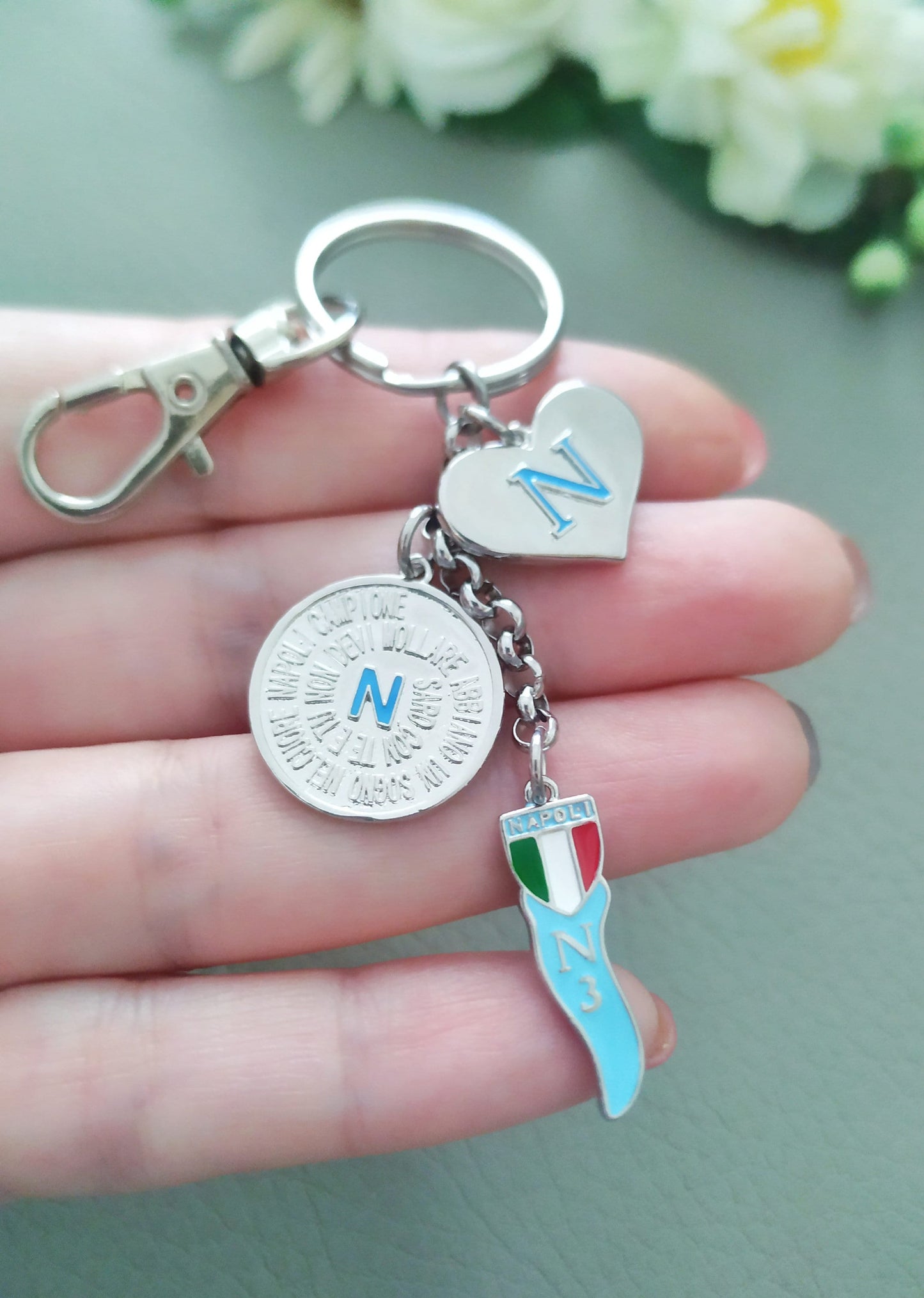 Naples Keychain, SSC Napoli Lucky Charm, Superstitious Croissant Horn, Italy Souvenir Gift