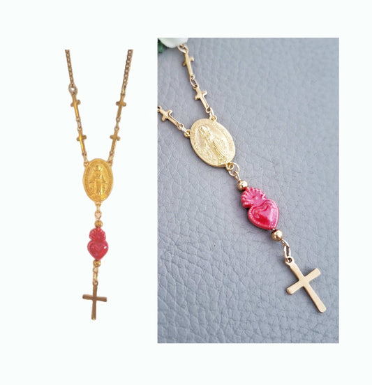 Sacred Heart Car Charm Rosary