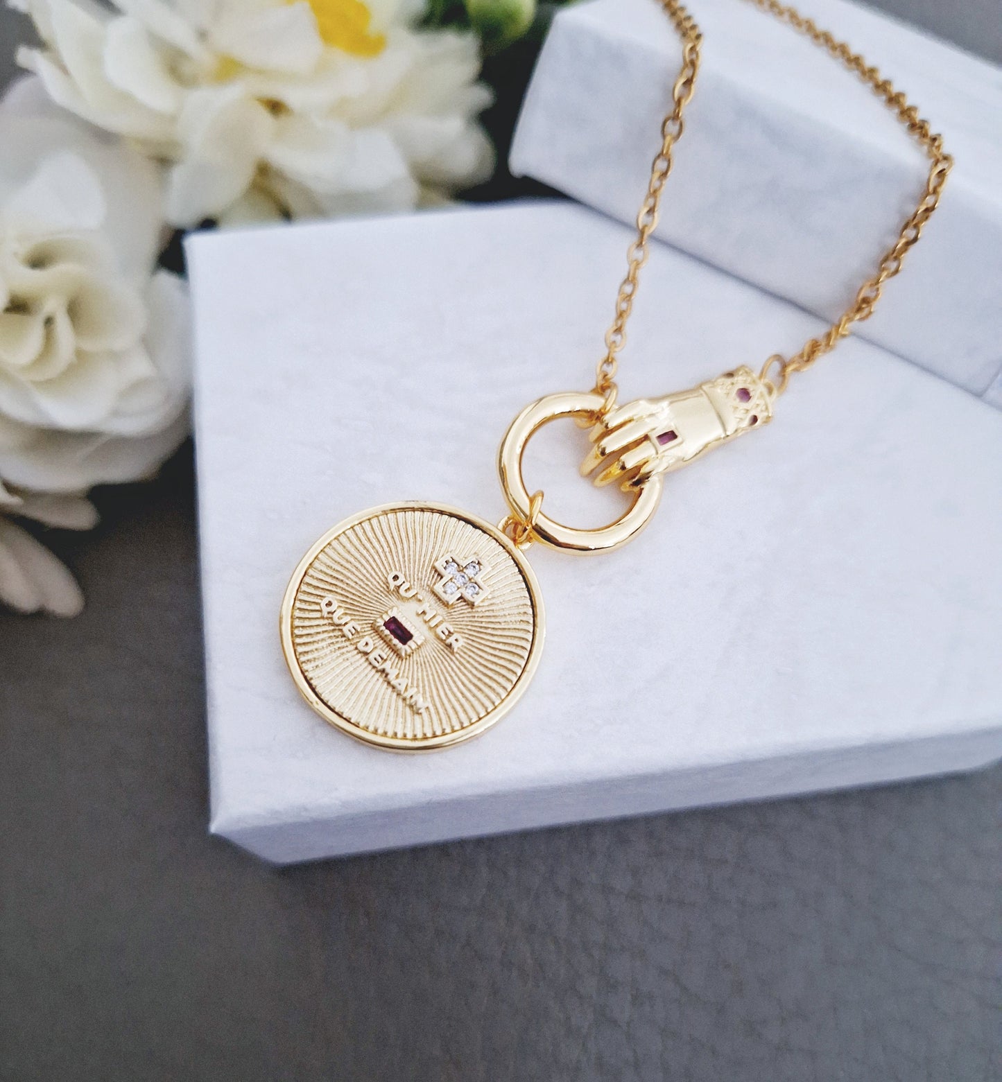 Plus QU'HIER Que Demain Pendant, Valentine's Day Gift Jewelry Necklace, Augis Inspired