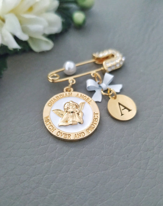 Watch Over Me Jewelry, 14k Gold Plated Guardian Angels Safety Pin for Baby