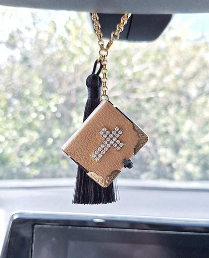 Holy Bible Car Charm, Rear View Mirror Hanging Pendant, Drivers Travellers Christian Gift