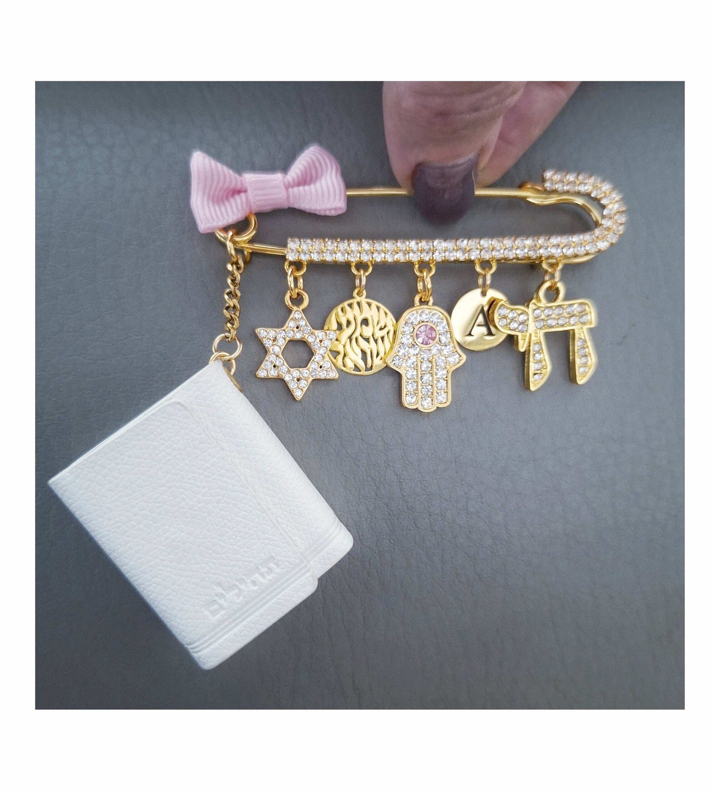 Luxury Tehillim JewishStroller Pin Brooch