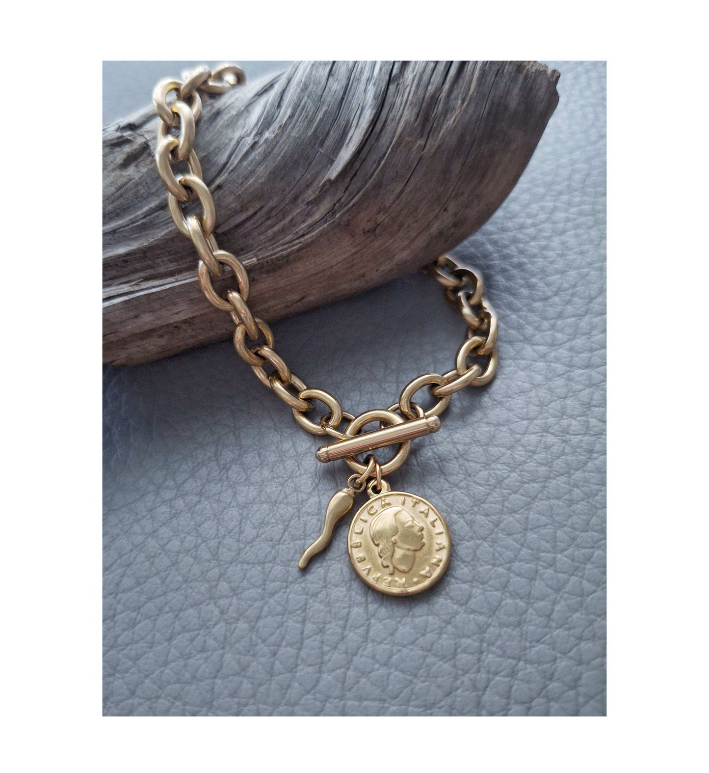 Italian Coin Chunky Chain Bracelet