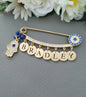 Evil Eye Pin, Evil Eye Stroller Pin, Newborn Baby Gift, Safety Pin, Baby Protection, Personalized Gold Large Baby Brooch, Baby Shower Gifts
