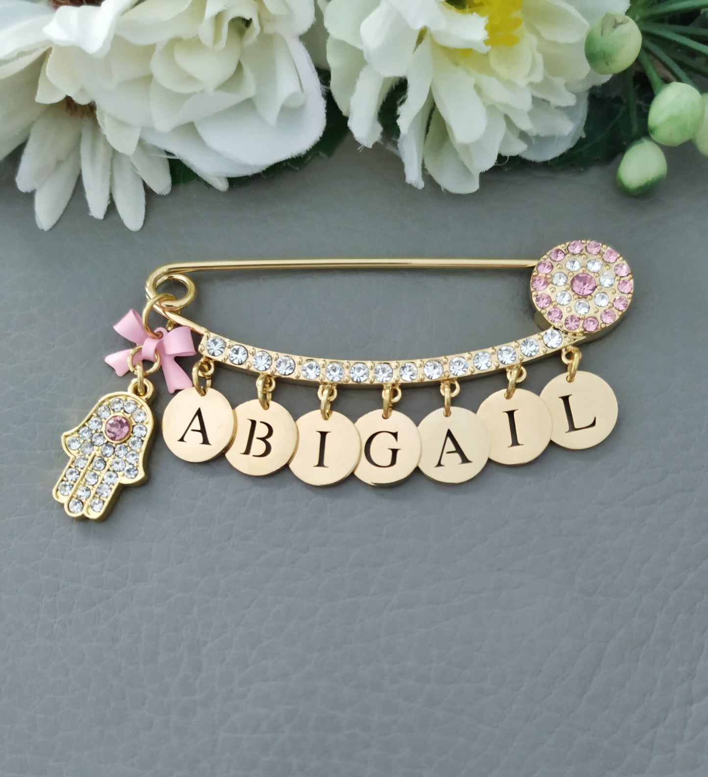 Evil Eye Pin, Evil Eye Stroller Pin, Newborn Baby Gift, Safety Pin, Baby Protection, Personalized Gold Large Baby Brooch, Baby Shower Gifts